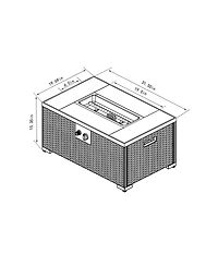 Flynama Rattan Fire Pit Table with Tank Holder and Ceramic Tile Tabletop