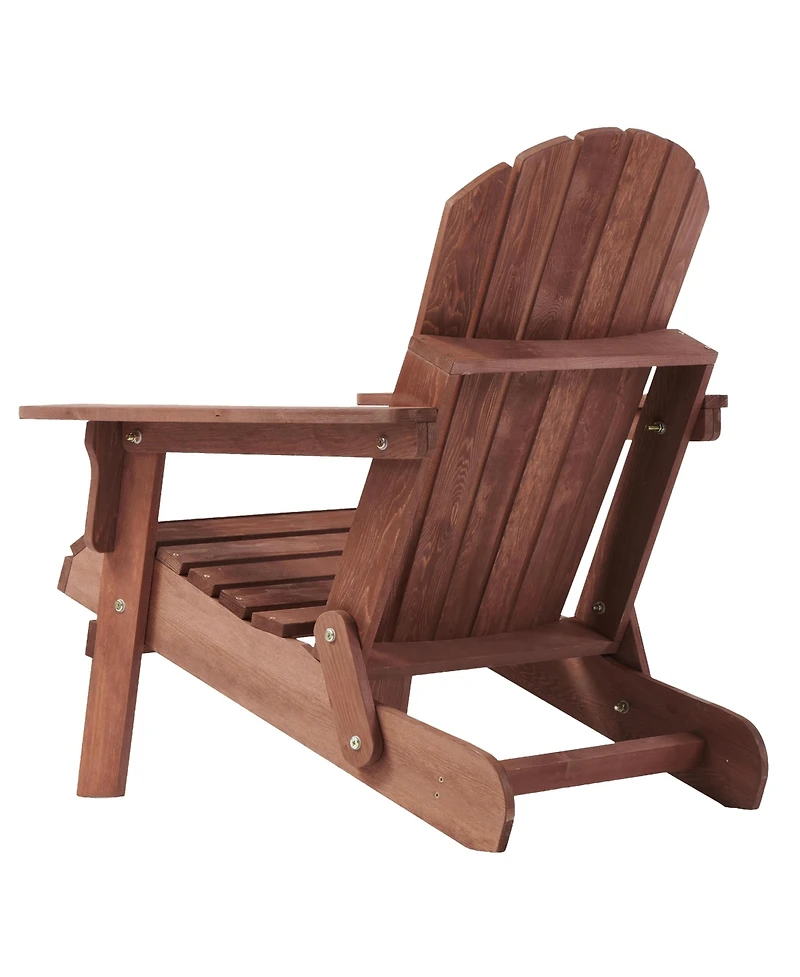 Oversize Wooden Outdoor Folding Adirondack Chair with Pre-Assembled BackRest & SeatBoard, Wood Patio Chair for Garden Backyard Porch Pool Deck Firepit