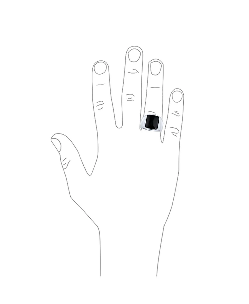 Bling Jewelry Mens Classic Rectangle Black Onyx Signet Ring Sterling Silver