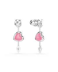 Swarovski Mixed Cuts, Heart with Arrow, White, Rhodium Plated Idyllia Drop Earrings