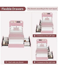 gaomon Easy Assembly Twin Size Bed Frame Space Saving, for Living Room