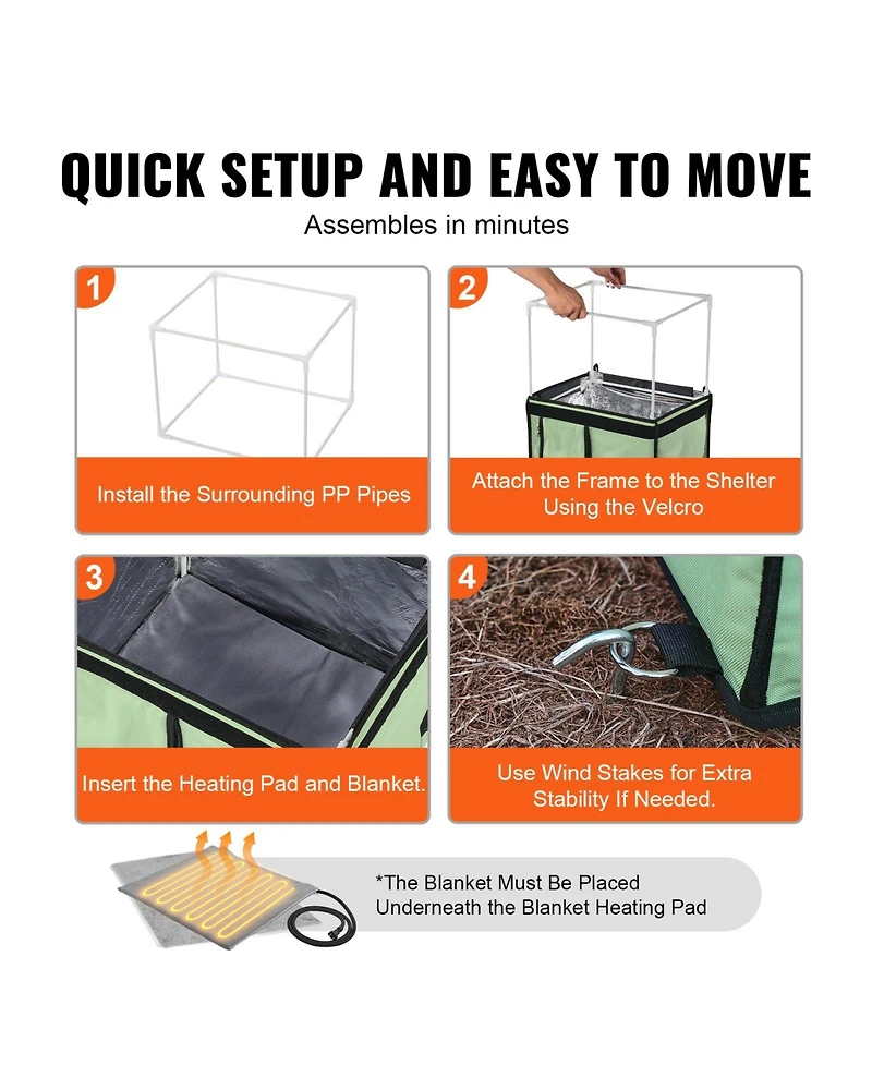 Mecale Elevated Heated Cat House with Timer, Adjustable Temperature, 900D Oxford Cloth Foldable Shelter with Heated Pad, Green, Small