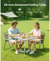 Mecale Compact Roll-Up Camping Table, Lightweight Aluminum with Carry Bag, Silver