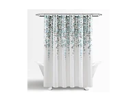 Slickblue 72-inch White Turquoise Blue Orange Floral Flowers Shower Curtain