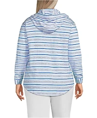 Lands' End Women's Plus Long Sleeve Slub Hooded Popover