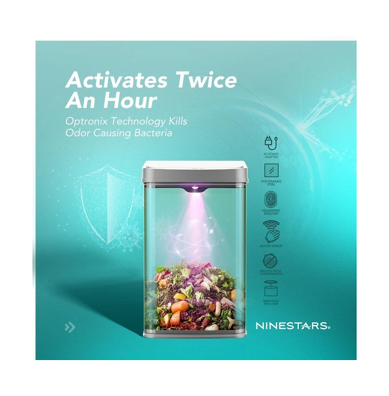 Ninestars Nova Series 13 Gallon Odor Elimating Automatic Kitchen Trash Can