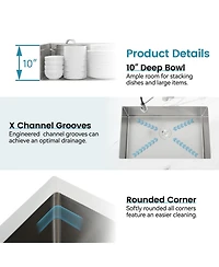 flynama 33x19inch Brushed Nickel Stainless Steel Kitchen Sink Single Bowl Drop In Undermount