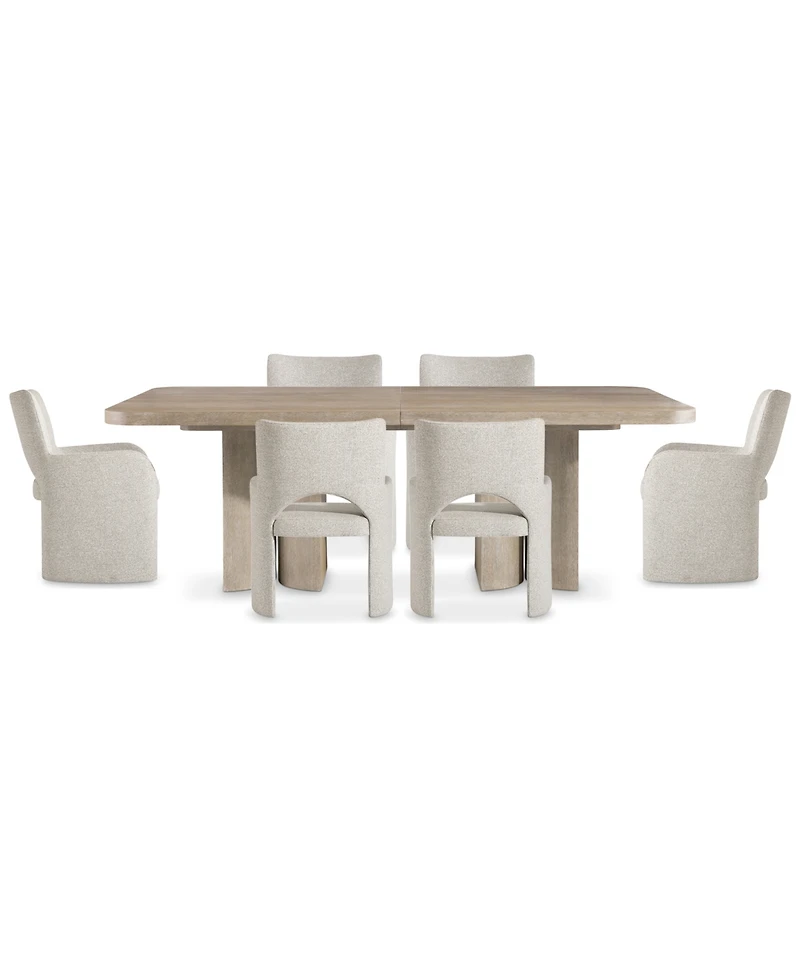 Bernhardt Loggia 7-Pc. Wood Rectangle Table and Upholstered Arm Chairs Dining Set