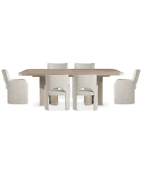 Bernhardt Loggia 7-Pc. Wood Rectangle Table and Upholstered Arm Chairs Dining Set