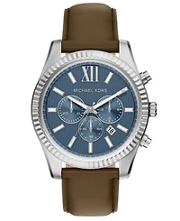 Michael Kors Men's Lexington Chronograph Brown Leather Watch, 45mm