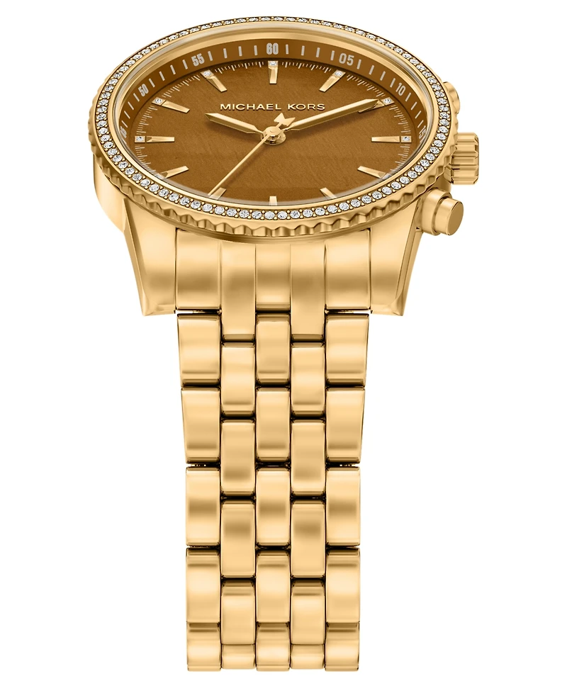 Michael Kors Women's Bryant Three-Hand Gold-Tone Stainless Steel Watch, 35mm