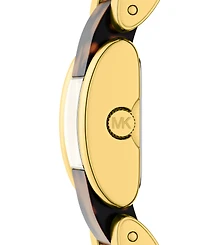 Michael Kors Women's Darrington Two-Hand Tortoise Acetate and Gold-Tone Stainless Steel Watch, 24mm