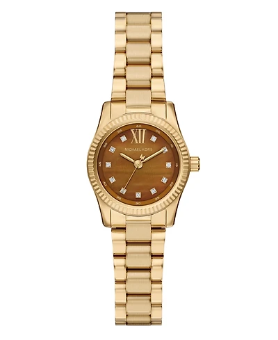Michael Kors Women's Lexington Three-Hand Gold-Tone Stainless Steel Watch, 26mm