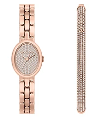 Michael Kors Women's Maude Three-Hand Rose Gold-Tone Stainless Steel Watch and Bracelet Set, 21MM