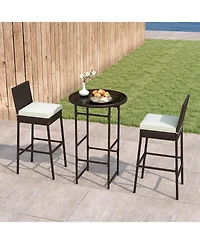 Slickblue Patio Metal Bar Table Set with 2 Barstools, 3 Pieces
