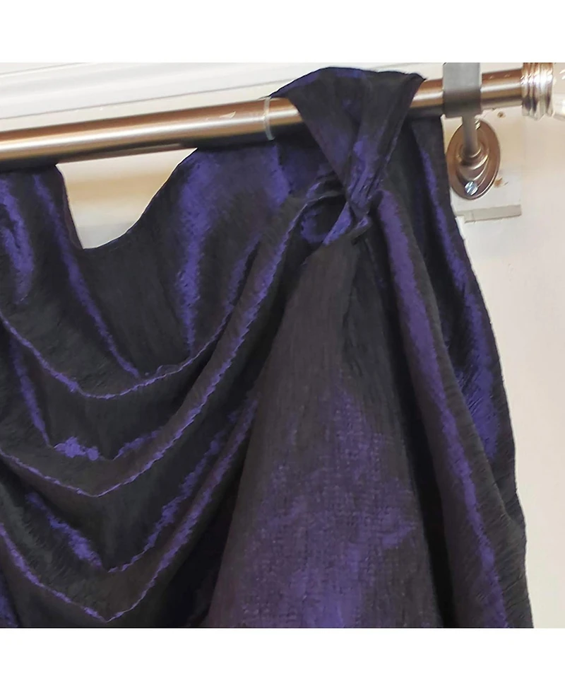 Rlf Home Crinkle Taffeta 3-s Victory 100% Polyester Tab Top Swag Window Curtain 54" x 25" Navy