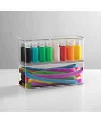 mDesign Plastic Playroom/Gaming Storage Organizer Box, Hinged Lid, 4 Pack