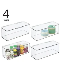 mDesign Plastic Bathroom Vanity Organizer Bin Box with Hinged Lid, 4 Pack