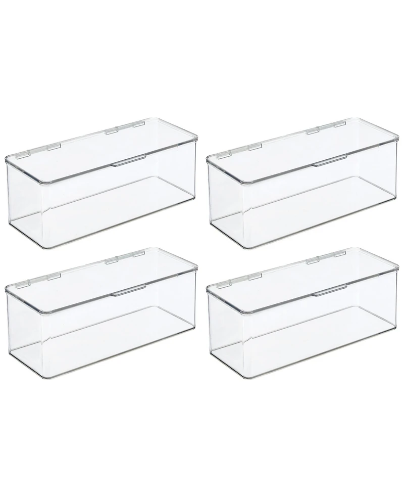 mDesign Plastic Bathroom Vanity Organizer Bin Box with Hinged Lid, 4 Pack