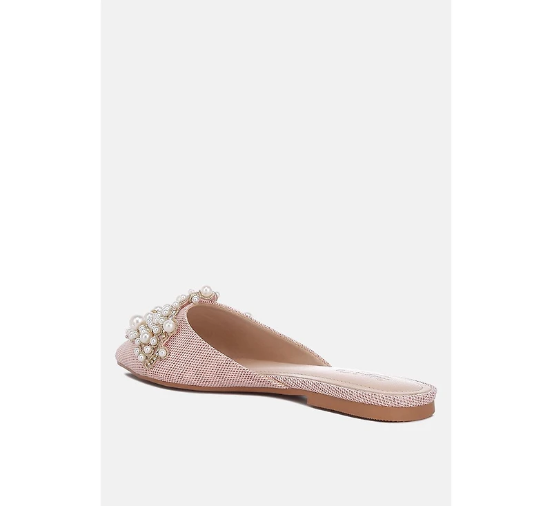 Astre Pearl Embellished Shimmer Mules