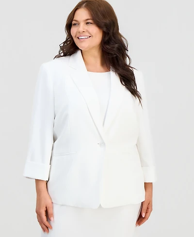 Kasper Plus One-Button Notched-Collar Blazer