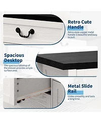 gaomon 9-Drawer Farmhouse Engineered Wood Dresser, Built-In Charging Station, Anti-Tip Device, Bedroom, Black