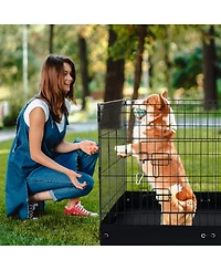 Cozito Dog Playpen, 4-Panel 24 x 36 in Foldable Metal Exercise Pen w/ Door & 600D Oxford Bottom Pad, Indoor/Outdoor Pet Fence