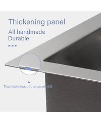 flynama 23x19x10 Inch Single Bowl Undermount Workstation Kitchen Sink 16 Gauge 304 Stainless Steel Deep Sink