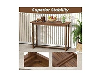 Slickblue 59 Inch Outdoor Bar Table with Slatted Top