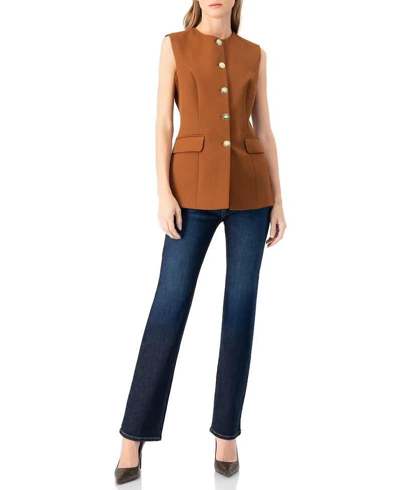 Ivonne Women's Solid Vest with Pockets