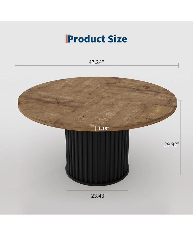 gaomon Kitchen Round Dining Table for 4-6 People Retro Dining Room Table