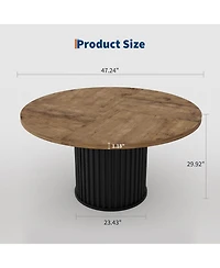 gaomon Kitchen Round Dining Table for 4-6 People Retro Dining Room Table