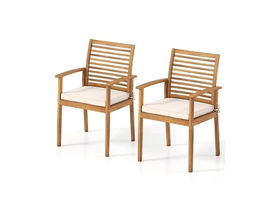 Slickblue Set of 2 Outdoor Patio Dining Chairs with Padded Cushions