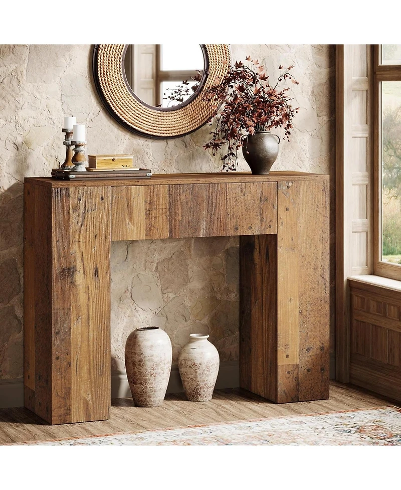 Tribesigns 39" Wooden Farmhouse Console Table with Drawer for Entryway, Living Room, or Hallway