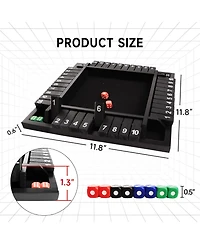 Gse Games & Sports Expert 4-Player Wooden Shut The Box Game Set. 10-Numbers Pub Dice Board with 8 Dice. 4-Way Set