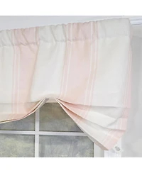 Rlf Home Faded Stripe Butterfly 100% Cotton Rod Pocket Lined Window Valance 50" x 17" Pink