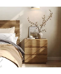 Tribesigns Fluted Nightstand, Side Table with 3 Drawers, Farmhouse Bedside Table, Wood Nightstand, Small Bedroom Dresser, Rustic Wood End Table