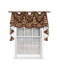 Rlf Home Atahualpa 3-s Victory 100% Cotton Tab Top Swag Window Curtain 54" x 25" Brown