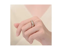 Genevive Radiant 14K Gold Plated Three-Trail Cubic Zirconia Cocktail Ring