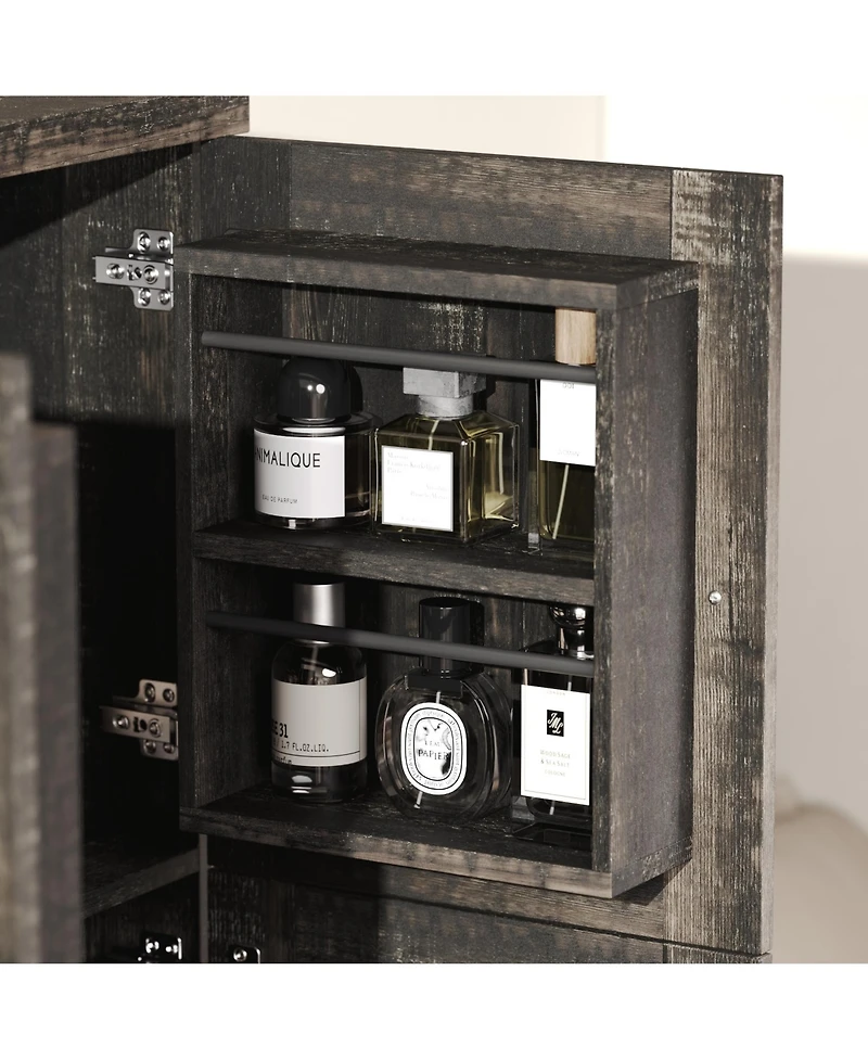 Homsee 4-Door Wardrobe With Strong Storage，Bedroom Closet，Armoire,Brown