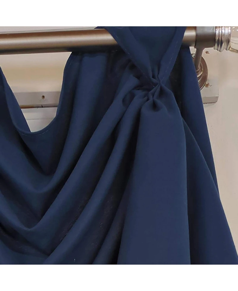 Rlf Home Classic Solid 3-s Victory 100% Cotton Tab Top Swag Window Curtain 54" x 25" Navy