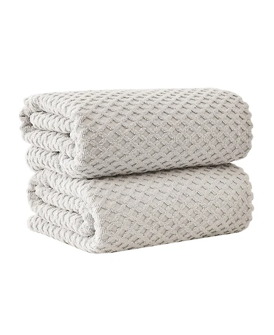 Linery & Co. Quick-Drying Cotton Diamond Waffle Textured 2-Piece Bath Sheet Set