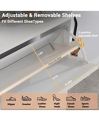 Gaomon 2-Drawer Flip Shoe Cabinet with Bench, Rustic Brown, Hidden Storage & Hooks for Entryway or Living Room.