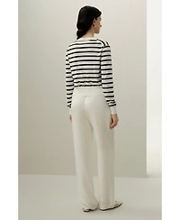 Lilysilk Women's Silk-Cotton Striped Knit Cardigan Set