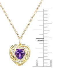 Macy's Lab-Grown Ruby (1.1 ct. t.w.) and White Sapphire (0.03) Heart Pendant Necklace 14k Gold Over Sterling Silver (Also Available Amethyst)