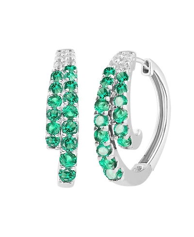 Macy's Lab-Grown Ruby (1 ct. t.w.) and White Sapphire (0.02 Hoop Earrings Sterling Silver (Also Available Emerald, Sapphire)