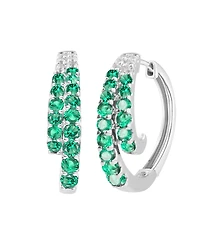 Macy's Lab-Grown Ruby (1 ct. t.w.) and White Sapphire (0.02 Hoop Earrings Sterling Silver (Also Available Emerald, Sapphire)