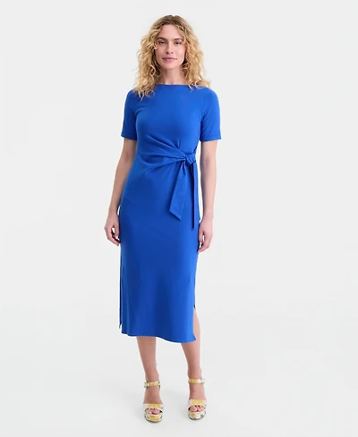 On 34th Women's Crewneck Wrap Tie Dress, Created for Macy's