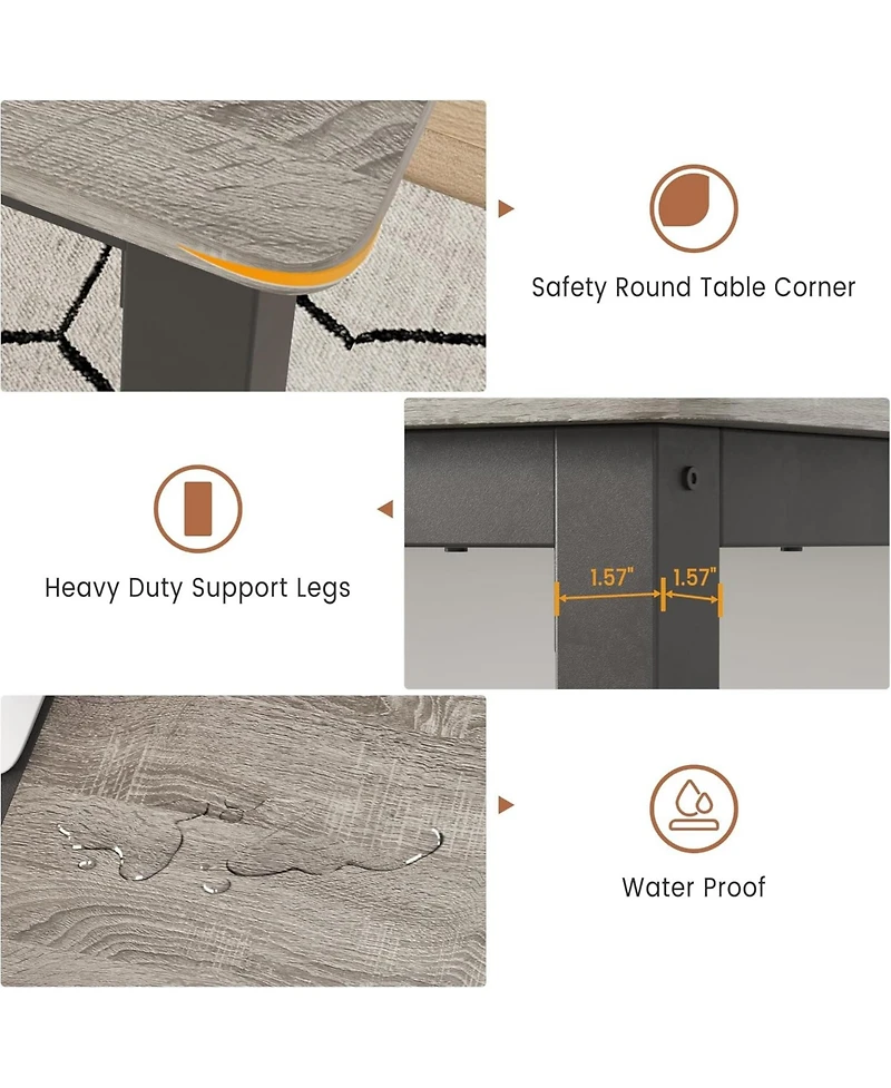 Gaomon Kitchen Table Dining Table for 4-6 People 63 inch Long Wooden Rectangular Kitchen Table