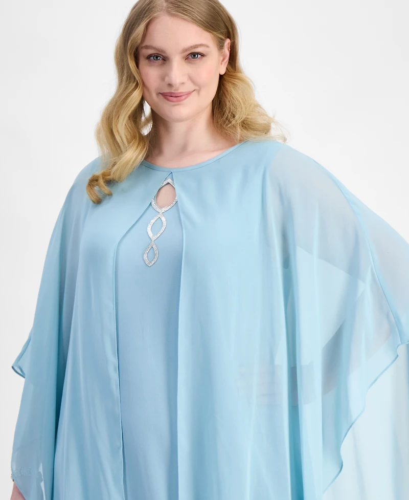 Connected Plus Cape-Overlay Sheath Dress